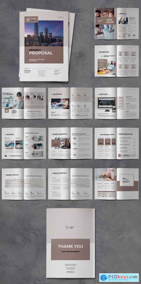 Proposal Brochure Layout with Brown Accents 314509016
