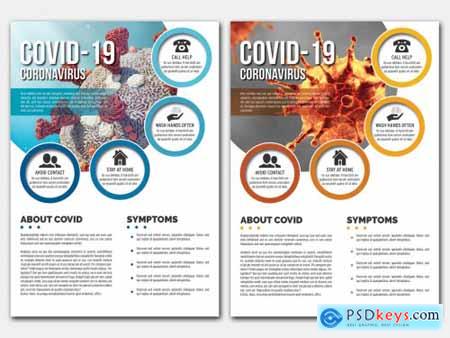 Coronavirus Flyer Layout with Blue and Orange Accents 363964936