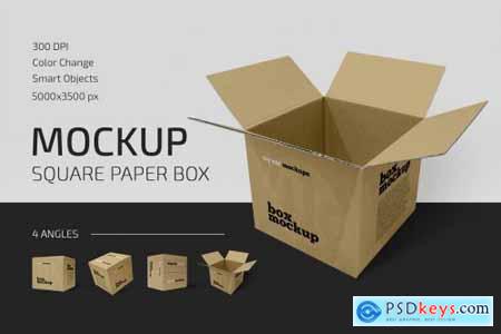 Square Paper Box Mockup Set 5156431
