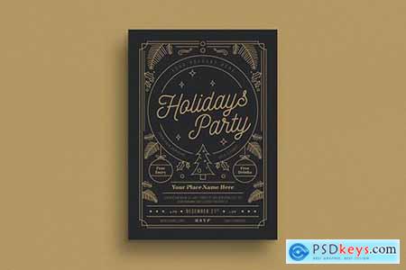 Gold Holiday Party Flyer