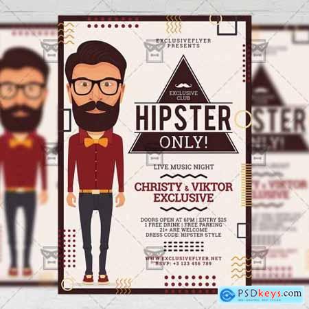 Hipster Only Flyer - Club A5 Template