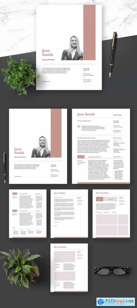 Resume Cover Letter and Portfolio Layout with Brown Elements 364520957