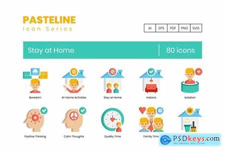 80 Stay at Home Flat Icons