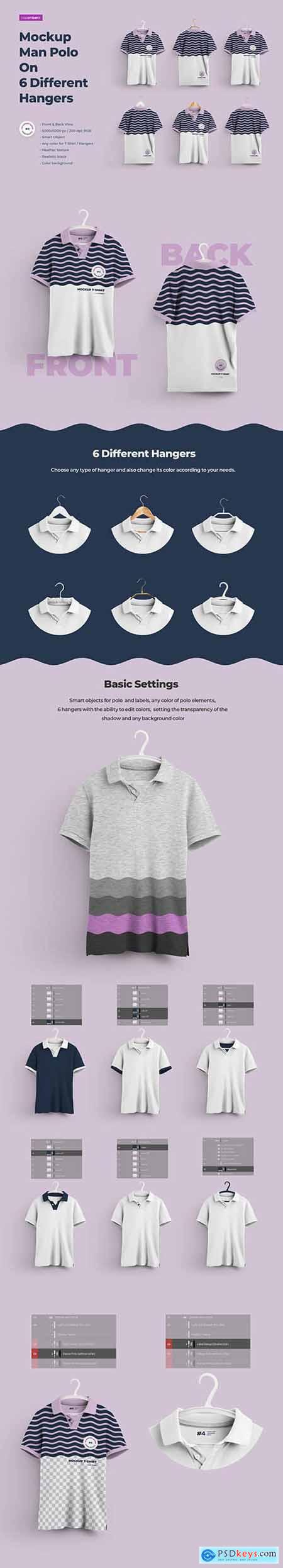 2 Mockups Man Polo On 6 Different Hangers