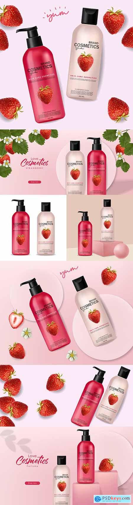 Fruit cosmetics for body care realistic illustrations 3