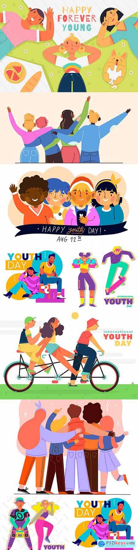 Happy Youth Day Illustration Flat Design Concept