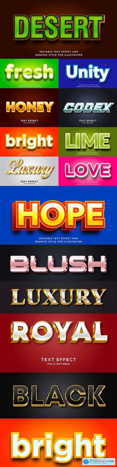 Editable font effect text collection illustration design 127