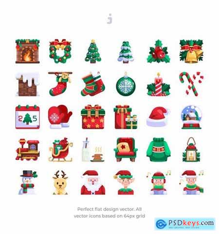 30 Christmas Day Icons - Flat