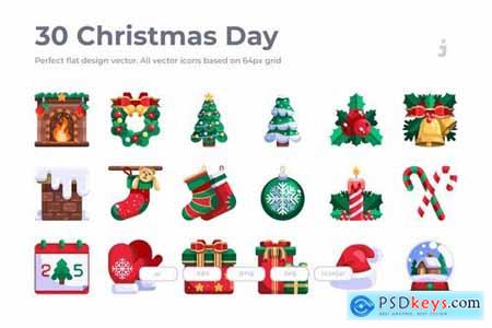 30 Christmas Day Icons - Flat