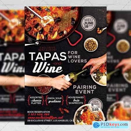 Tapas and Wine Flyer  Food A5 Template