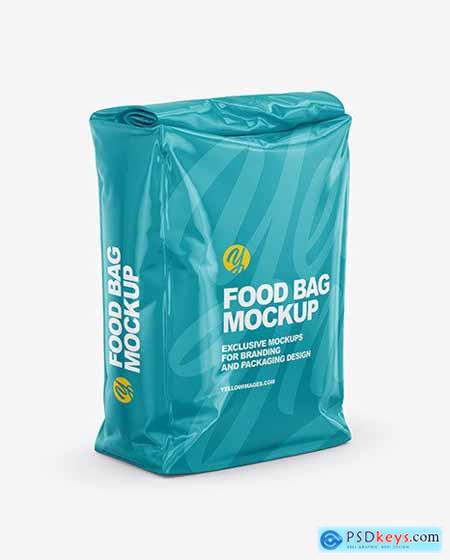 Glossy Food Bag Mockup - Half Side View 64014