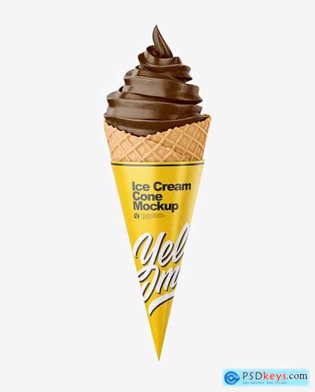 Ice Cream Cone with Waffle Mockup 64044