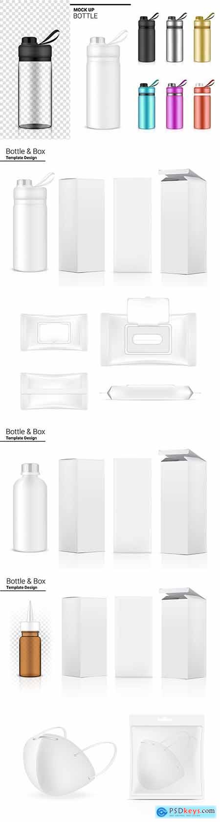 Bottle and packaging 3d realistic template design