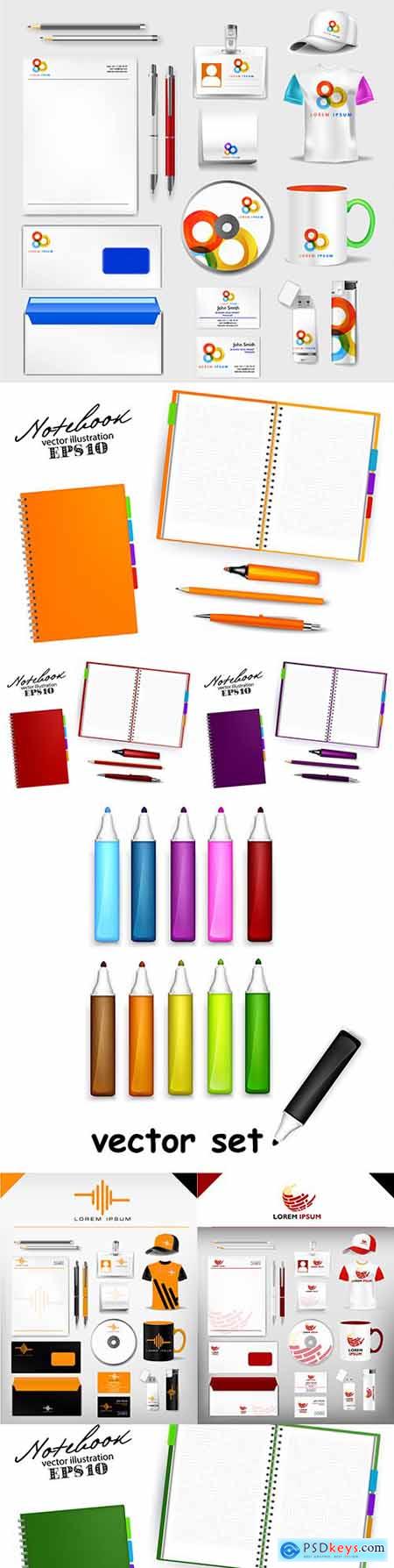 Business set and notebook with pen design template