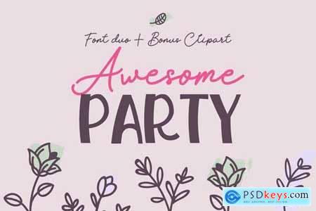 Awesome Party Font Duo with Doodles