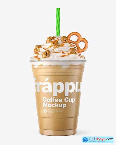 Coffee Cup Topped with Popcorn & Pretzel Mockup 64068