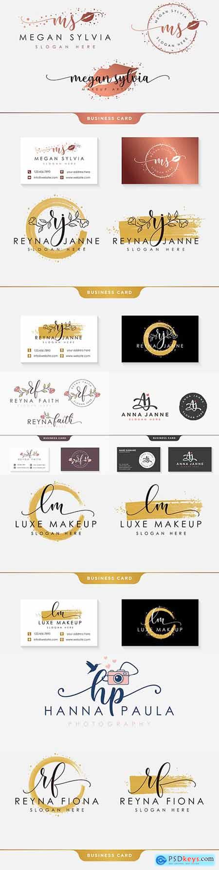 Beauty logo art element and business card design