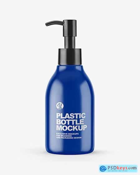 Glossy Cosmetic Bottle with Pump Mockup 64041