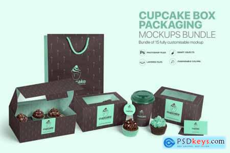 Designcuts - Cupcake Box Packaging Mockups Bundle