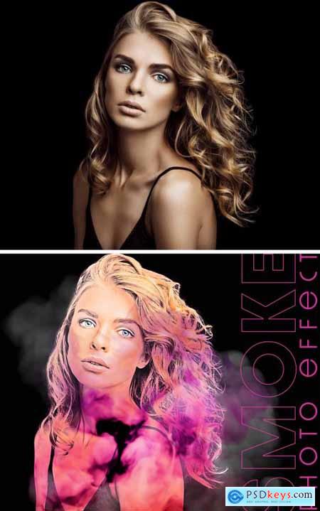 Color Smoke Portrait Photo Effect Mockup 366365226