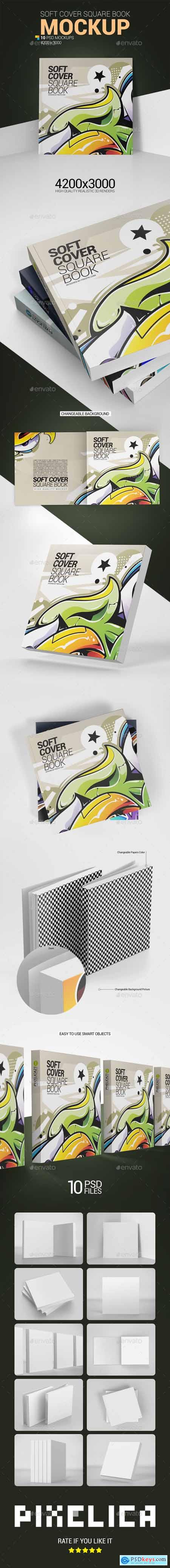 Soft Cover Square Book Mockup 25898591