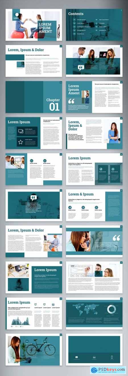 Teal and White Digital Brochure Presentation Layout 366090401