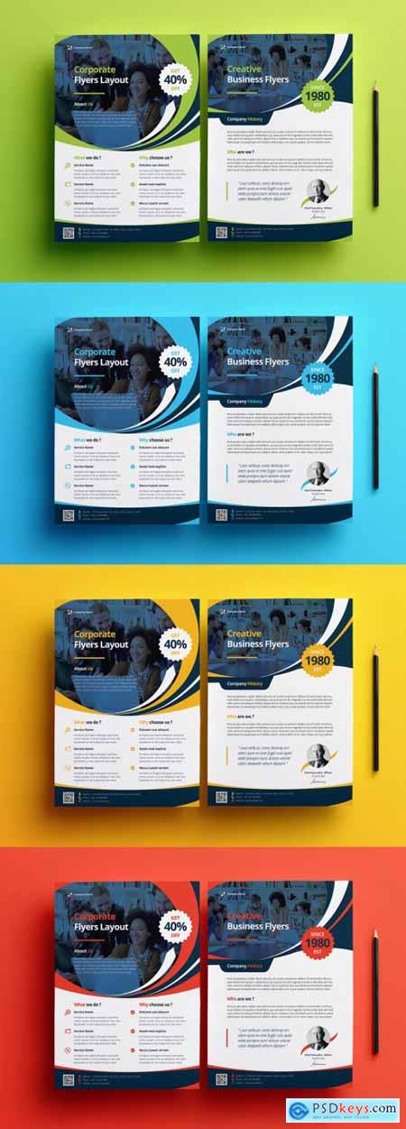 Business Flyers Layout with Colorful Elements 366531801
