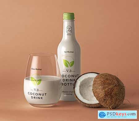Coconut Drink Psd Bottle Mockup