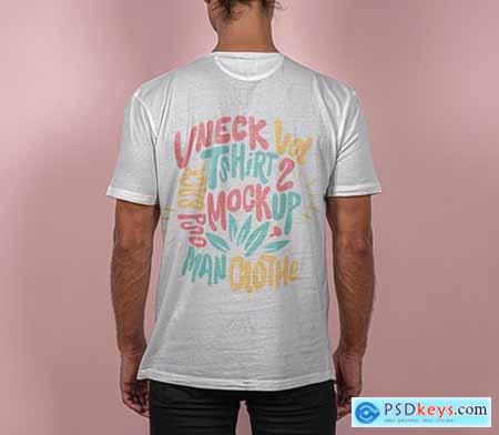 Back V-Neck Psd T-Shirt Mockup