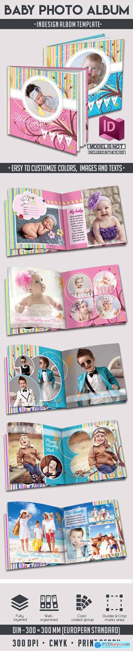 Baby Photo Album - InDesign INDD Templates - 12 Pages