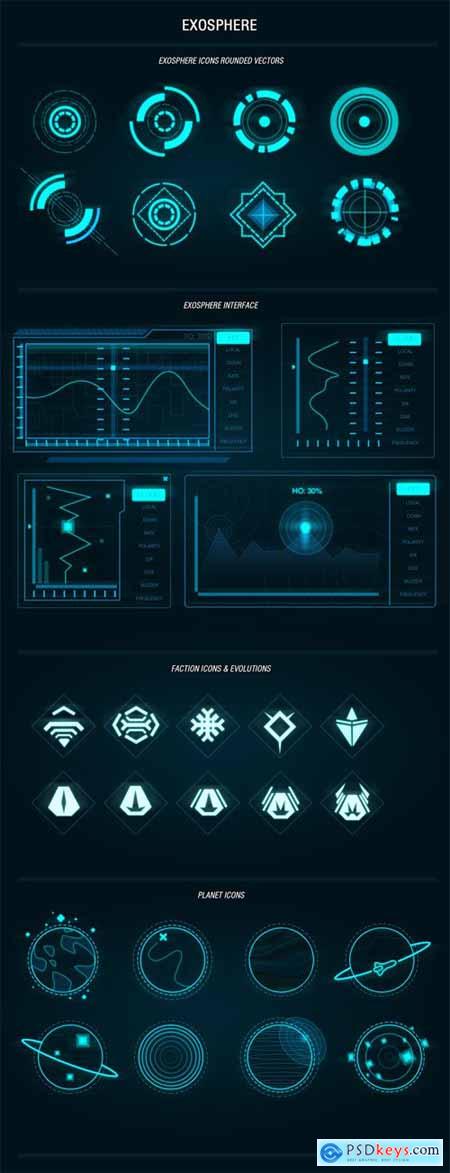 Exosphere PSD Template Sci-fi Shapes for UI Designers