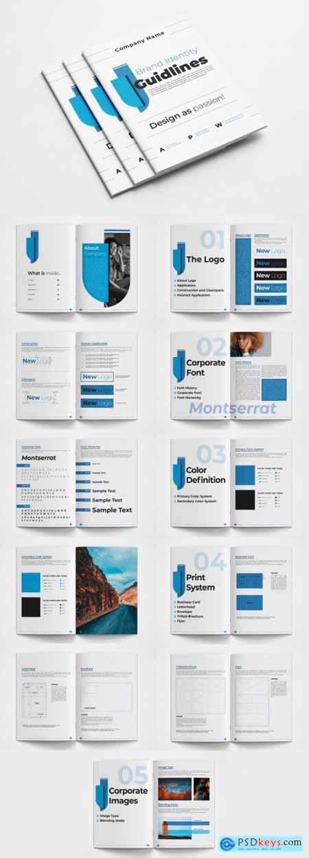 Brand Manual Layout with Blue Accents 367865129