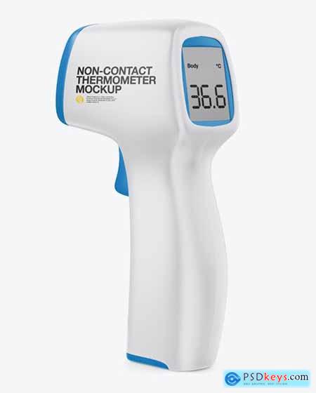 Non-contact Infrared Thermometer with paper box mockup half side view 64051
