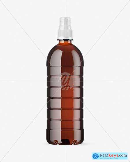 Amber PET Bottle with Sport Cap Mockup 64306