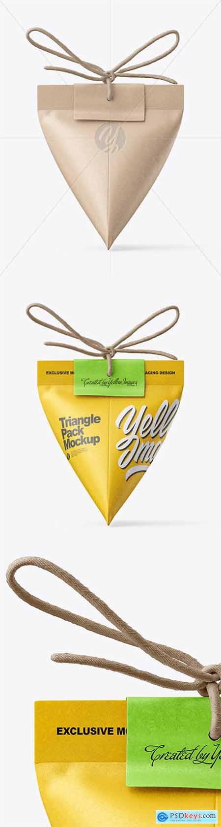 Triangle Kraft Paper Pack With Rope Bow Mockup 64556