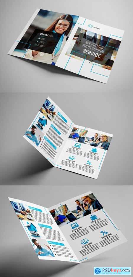 Business Bifold Brochure with Blue Accents 211177340