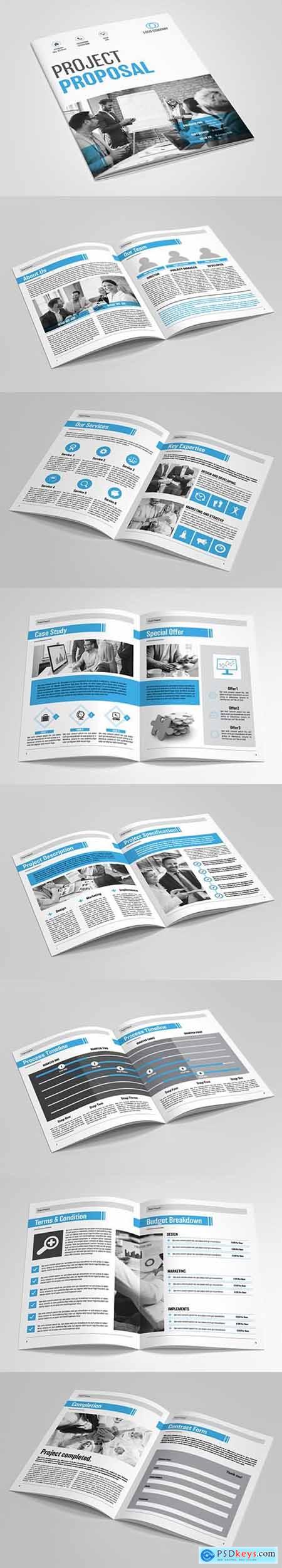 Business Proposal Layout with Blue Accents 181532603