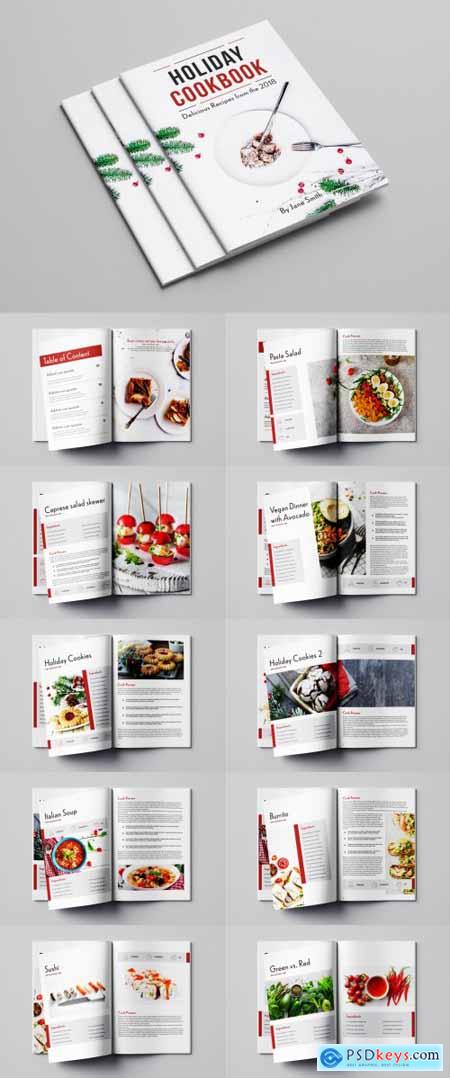 Cookbook Layout with Red Accents 254724654