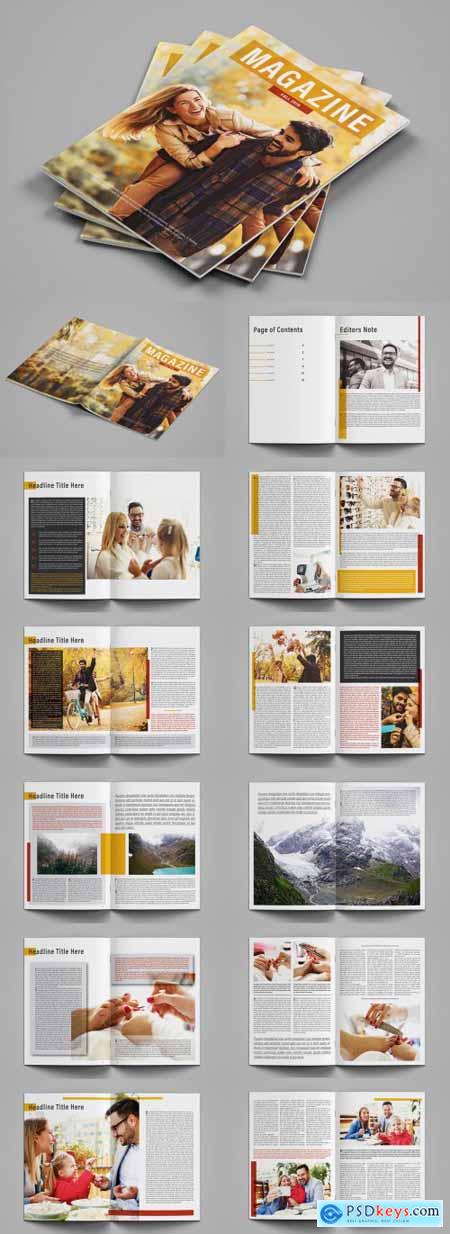 Magazine Layout with Red and Orange Accents 222192066