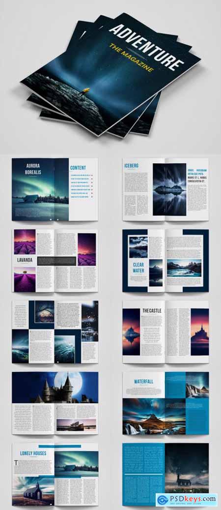 Magazine Layout with Blue Accents 253801457
