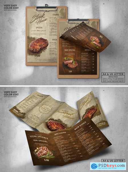 Steak House Food Menu Design A4 & US Letter