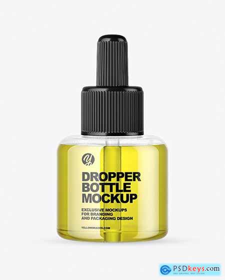 Clear Glass Dropper Bottle w- Oil Mockup 64724