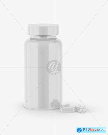 Glossy Plastic Bottle & Pills Mockup 63827