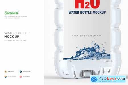Plastic PET Bottle w Water Mockup 2738359