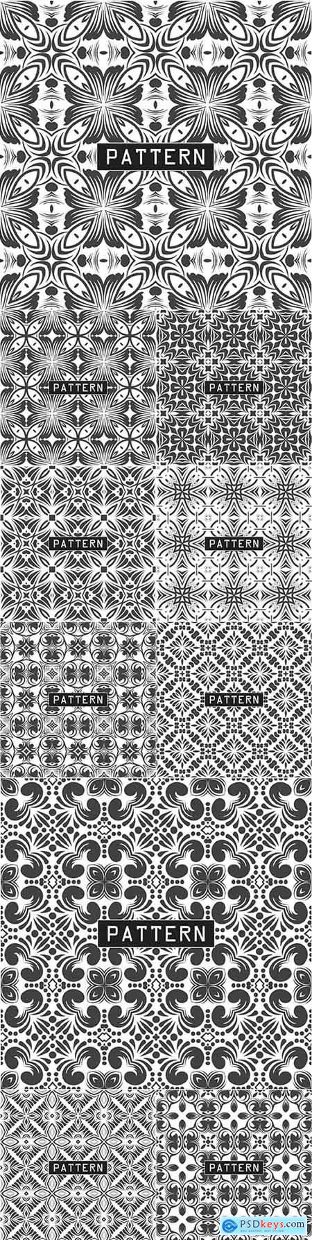 Decorative black and white seamless design pattern