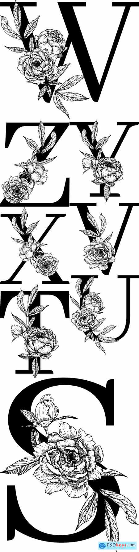 Capital letter floral decorative botanical alphabet 2