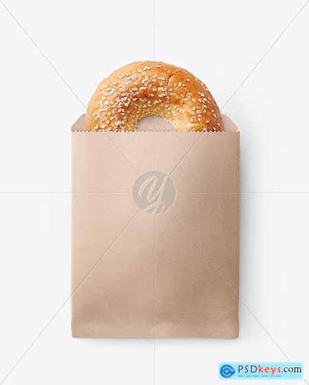Paper Pack with Donut with Sesame Seeds Mockup 64274