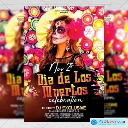 Dia de Los Muertos Celebration Flyer  Seasonal A5 Template