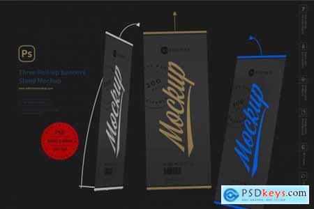 Three Roll-up Banners Stand Mockup 5245986