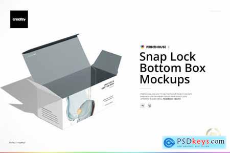 Snap Lock Bottom Box Mockup Set 4665922